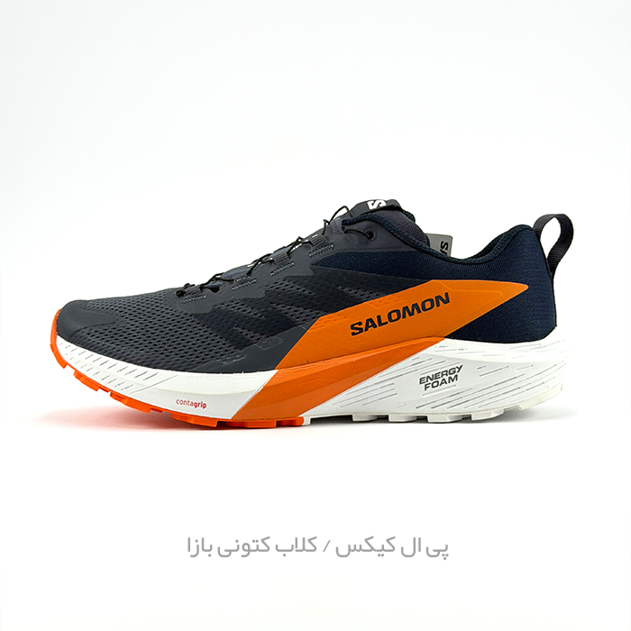 1006 کفش تریل رانینگ سالومون مدل Salomon Sense Ride 5 - رنگ خاکستری نارنجی (Ebony/Fiery Red) - Image 1