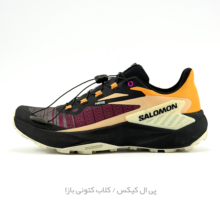 1041 کفش تریل رانینگ سالومون مدل Salomon Genesis - رنگ مشکی نارنجی ارغوانی (Black/Firey Red/Withered Rose) - Image 1