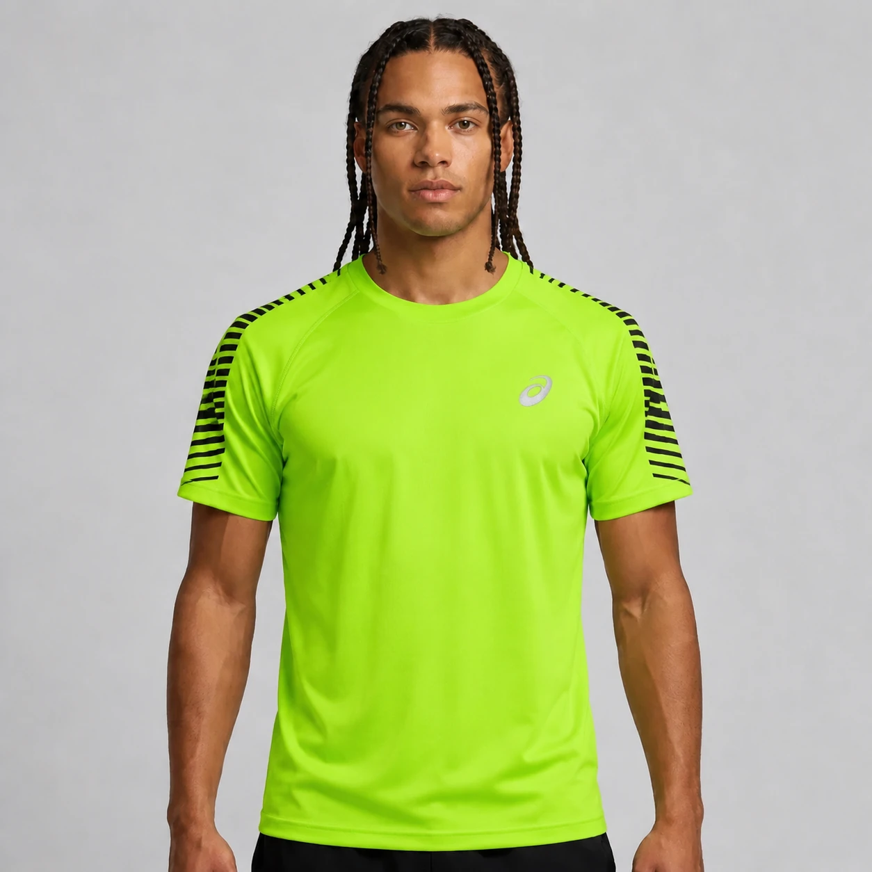 image (59) تیشرت رانینگ مردانه رانینگ اسیکس ASICS مدل D1 طرح گرافیکی سرشانه –فسفری ASICS Men’s D1 Performance Running - Image 1