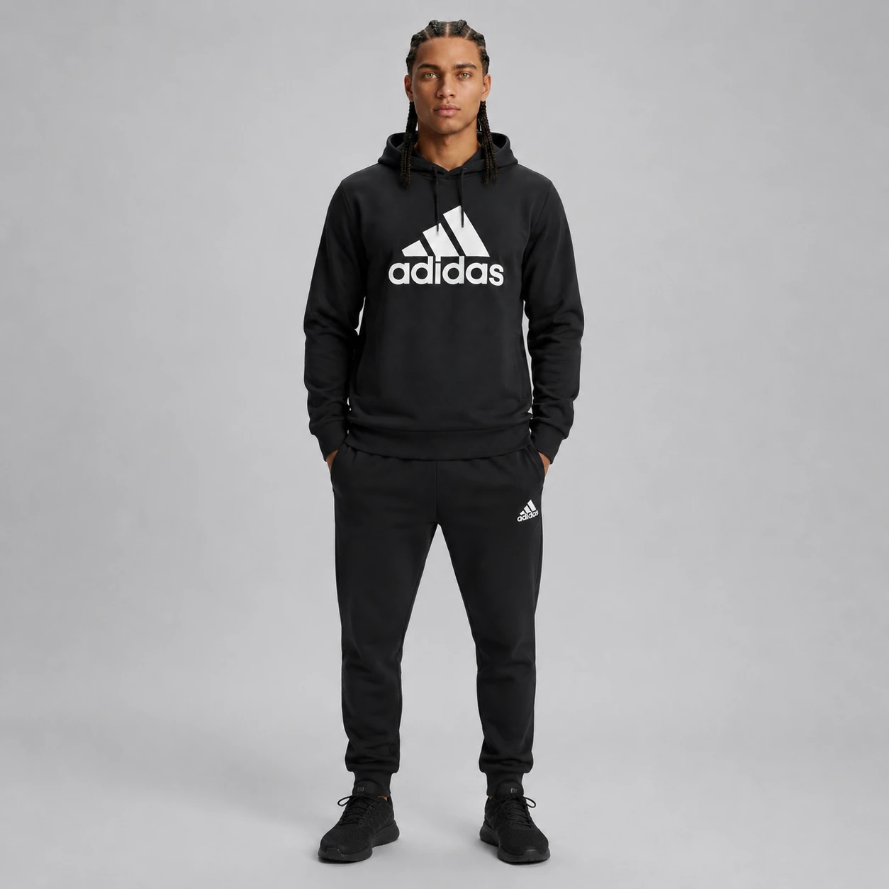 image (72) ست هودی و شلوار ورزشی آدیداس Adidas مدل کلاسیک - رنگ مشکی-Adidas Big Logo Hoodie & Joggers Set – Black - Image 1